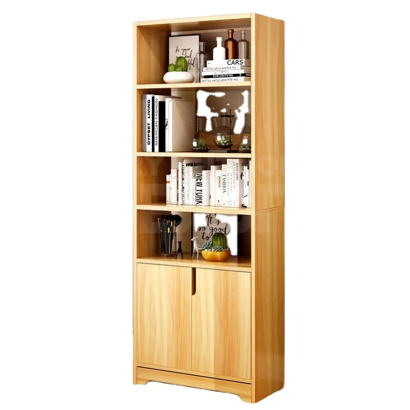 Modern Multilayer 2 Doors Bookcase Book Shelf Shelving Desktop Storage Organizer Display Bookcase