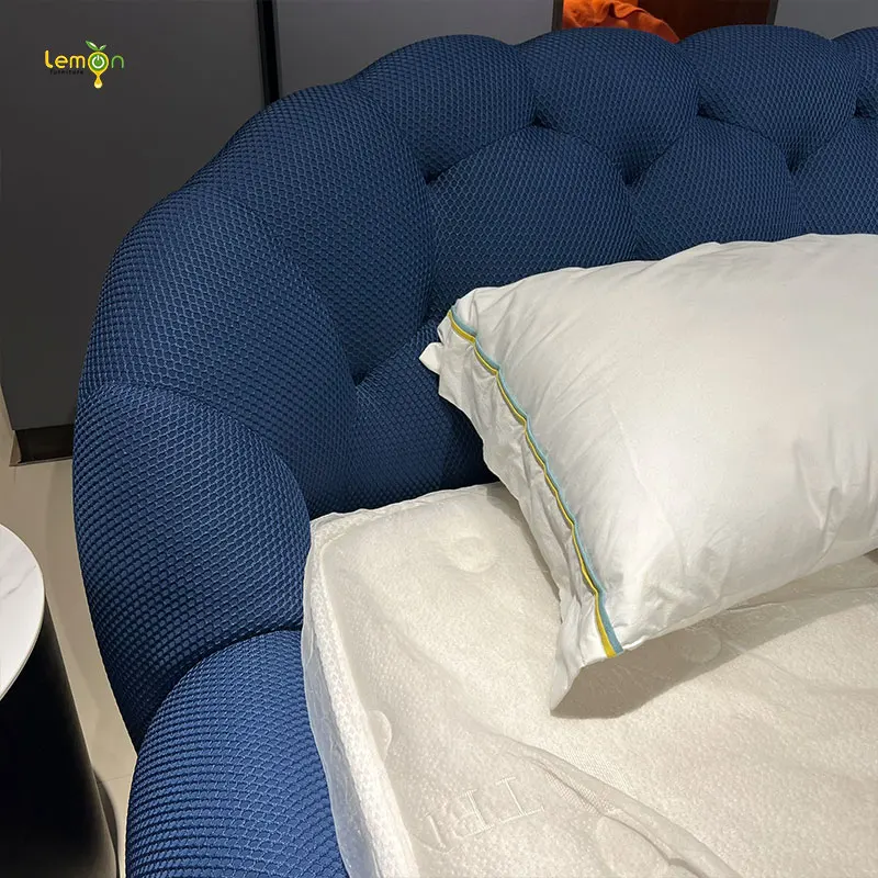 Italian light luxury bubble bed, modern simple bedroom bed, teddy velvet master bedroom double fabric bed
