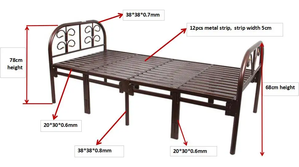 Strong heavy duty contract folding guest student fold bed frame