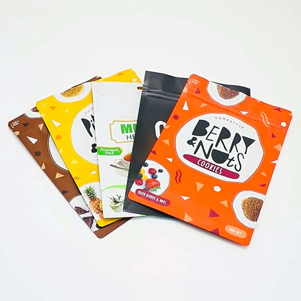 Moisture Proof Food Grade Cake Snack Powder Coffee Tea Mylar Bag Custom Printed Plastic Ziplock Standing Packaging Pouch