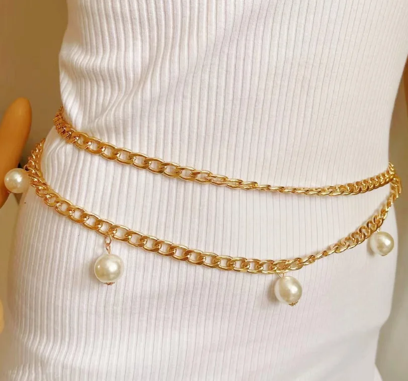 Новинка! Многослойный металлические цепи ссылка средства ухода за кожей цепи талии ремень Цепочка с подвесками