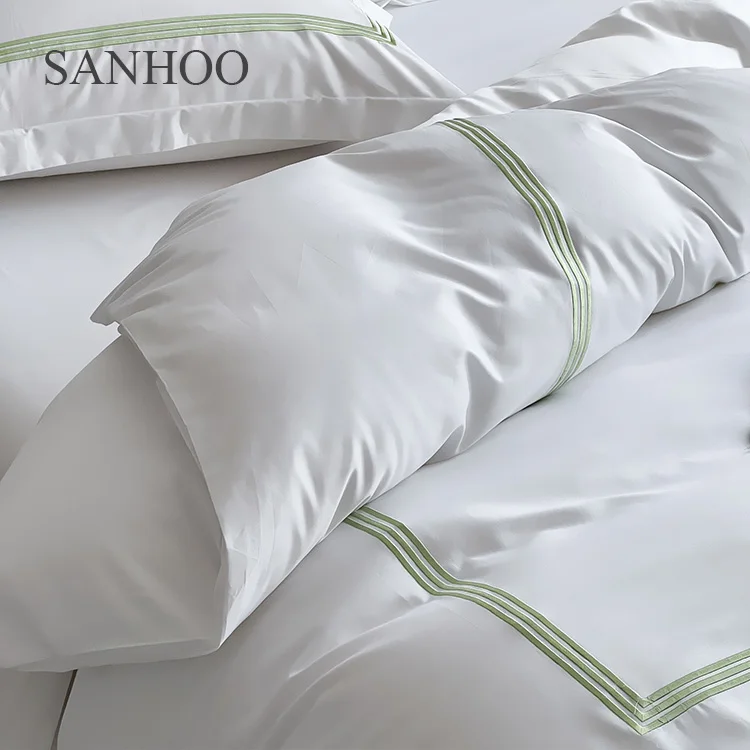 SANHOO Percale Hotel Bed Sheets Queen King Size Bed Linen 400TC White Hotel Quality Beddings