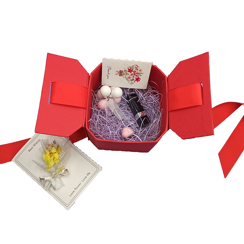 
Wedding Paper Cardboard Box Packaging Custom Magnetic Gift Box With Ribbon 