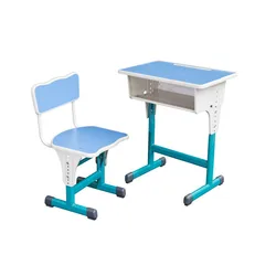 Height adjustable plastic seat school desk and chair set student furniture