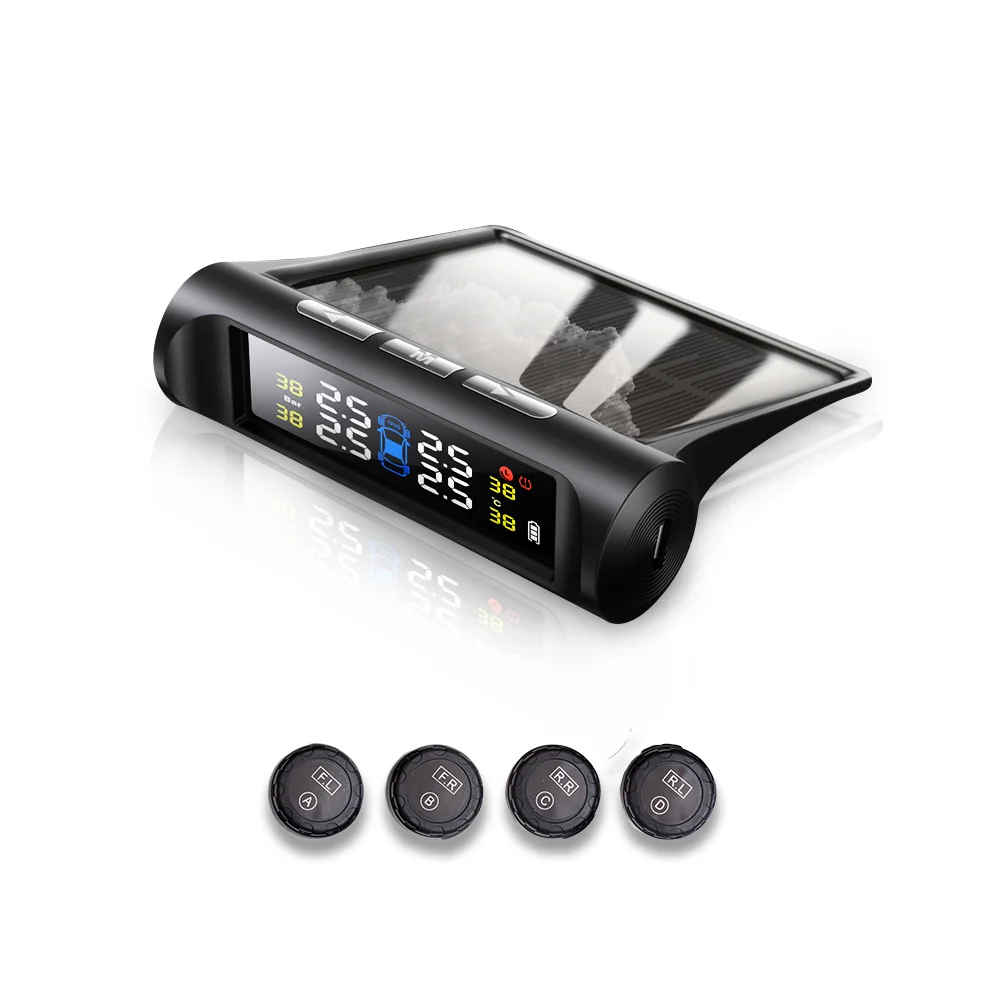 Car TPMS Tire Safety Monitoring System Solar Power Digital LCD Display Internal Tyre Pressure Sensor