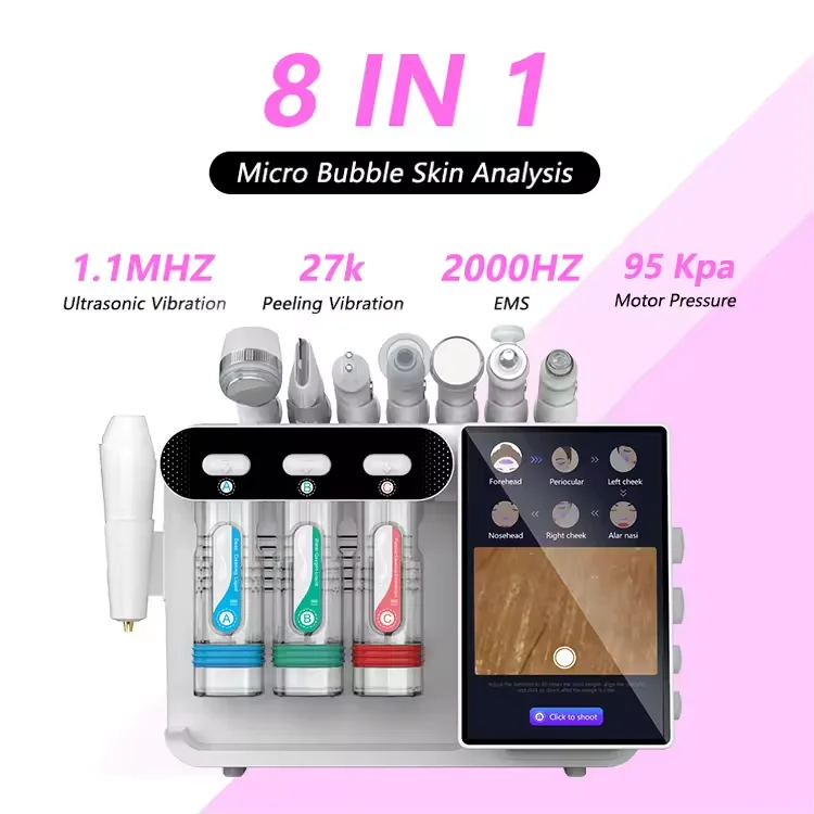 Facial Cleanser Deep Cleansing Facial Machine 8 In 1 Home Use Skin Analyzer Hydrodermabrasion Facial Care Oxygen Jet Therapy