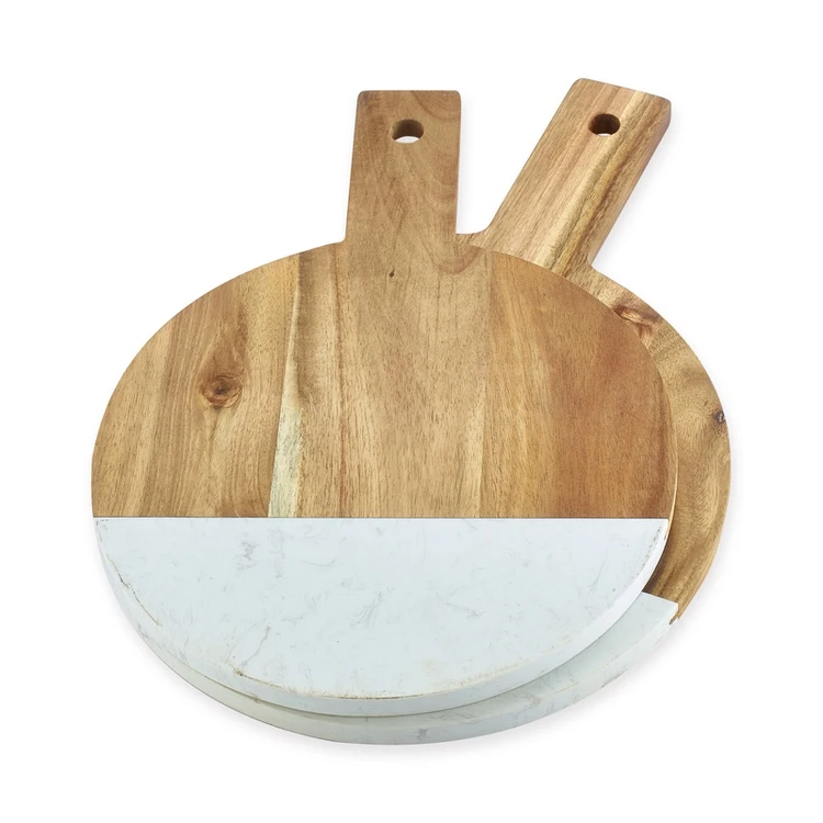Own Brand With Handle Acacia Wood And Artificial Marble Chopping Board Customization