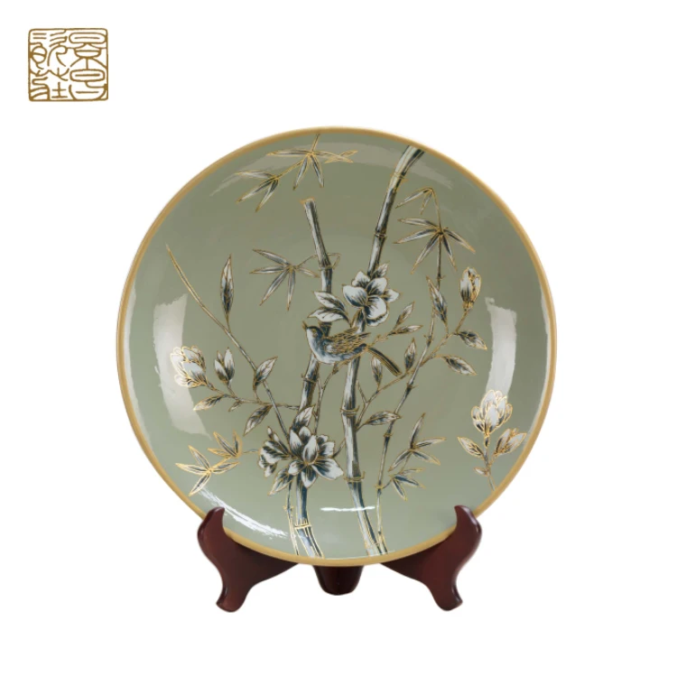 wholesale antique style green porcelain ginger jar chinese painting ceramic temple jar