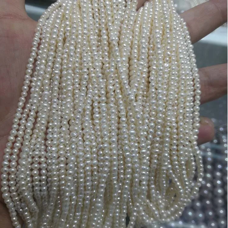 Hot Sale 2-3mm Potato Natural Freshwater Pearl Chain Small Pearls for Jewelry Making