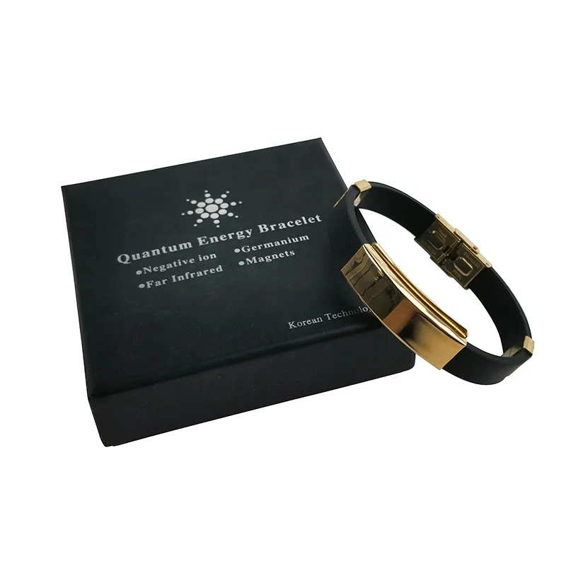 Custom logo negative ions bio titanium energy magnetic bracelet health Silicone power ionic wristband bracelets