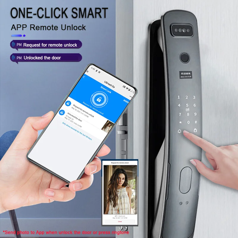3D Распознавание лиц Умный Замок с функцией ночного видения, определение отпечатка пальца пароль ключ-карта автоматической разблокировки с камерой Wi-Fi и приложение