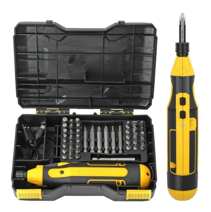 Electric Screwdriver 4V Cordless Screwdriver USB Recharagable Carbide Drill with Cable Box