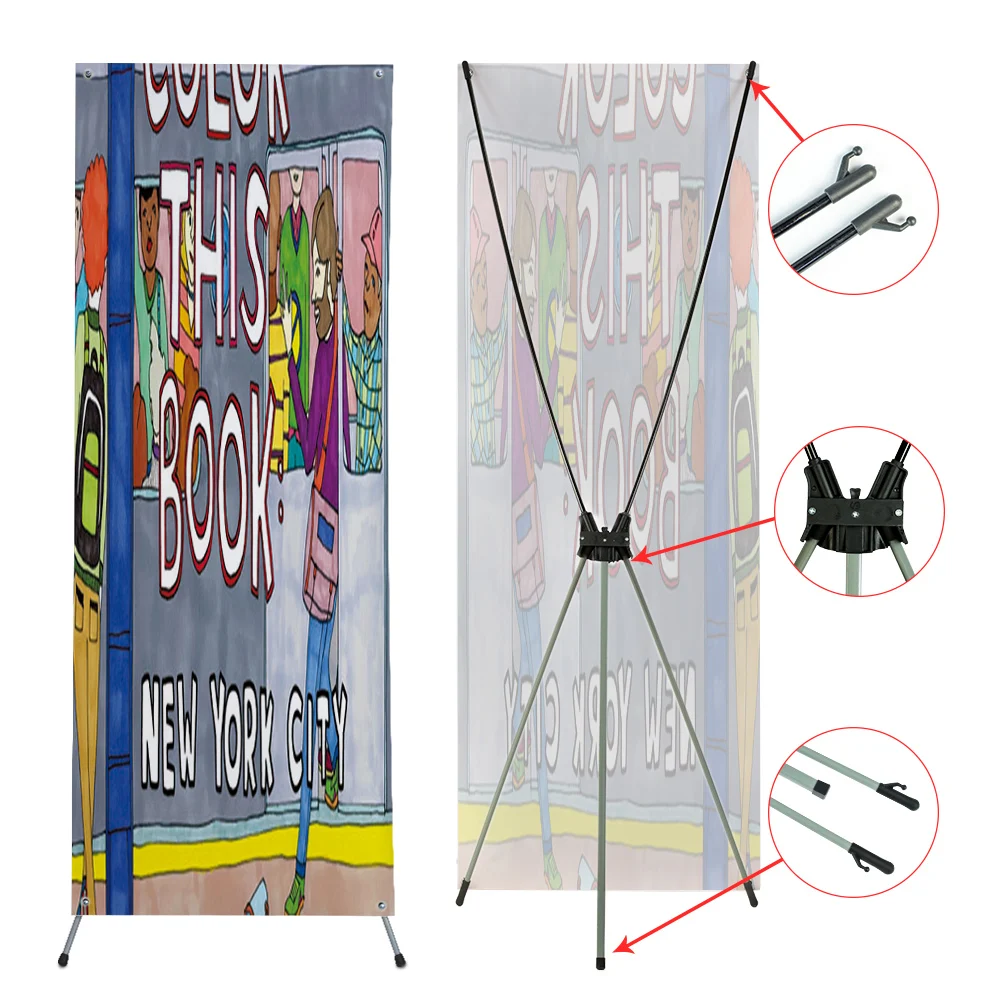Customized Size Waterproof Aluminum/metal X Banner Display Stand X Banner Stand with Water Tank Base Fiberglass + Aluminum Pole