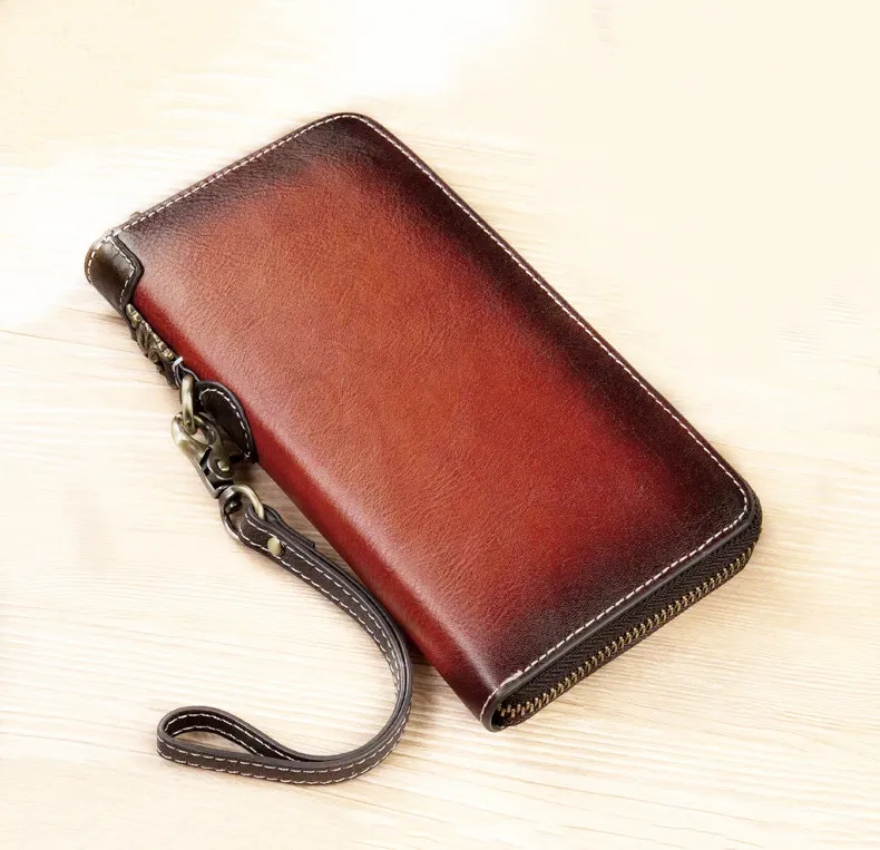 Vintage Luxury Lion wallet man RFID Leather Coin Purse Handmade Luxury Man Cowhide Long Wallet For Men