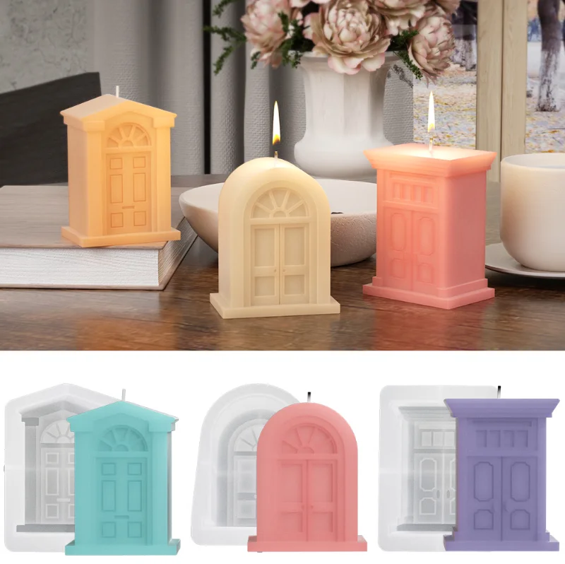 New door frame castle candle silicone mold Thickened house plaster decoration candle silicone mold