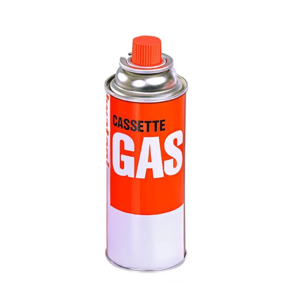 Straight gas can for cassette stove with aerosol valve red cover