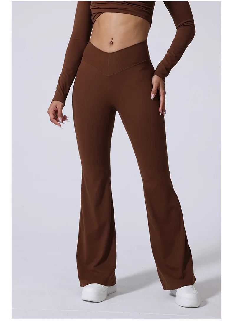 brown trackpants nylon high waist long flared wide leg sports running jogger sweat track yoga pants streetwear sweatpants Fall