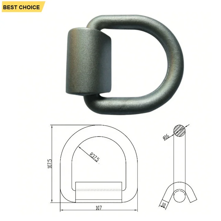 GL-14161 5 /8 inch Forged Container Lashing D Ring with Clamp