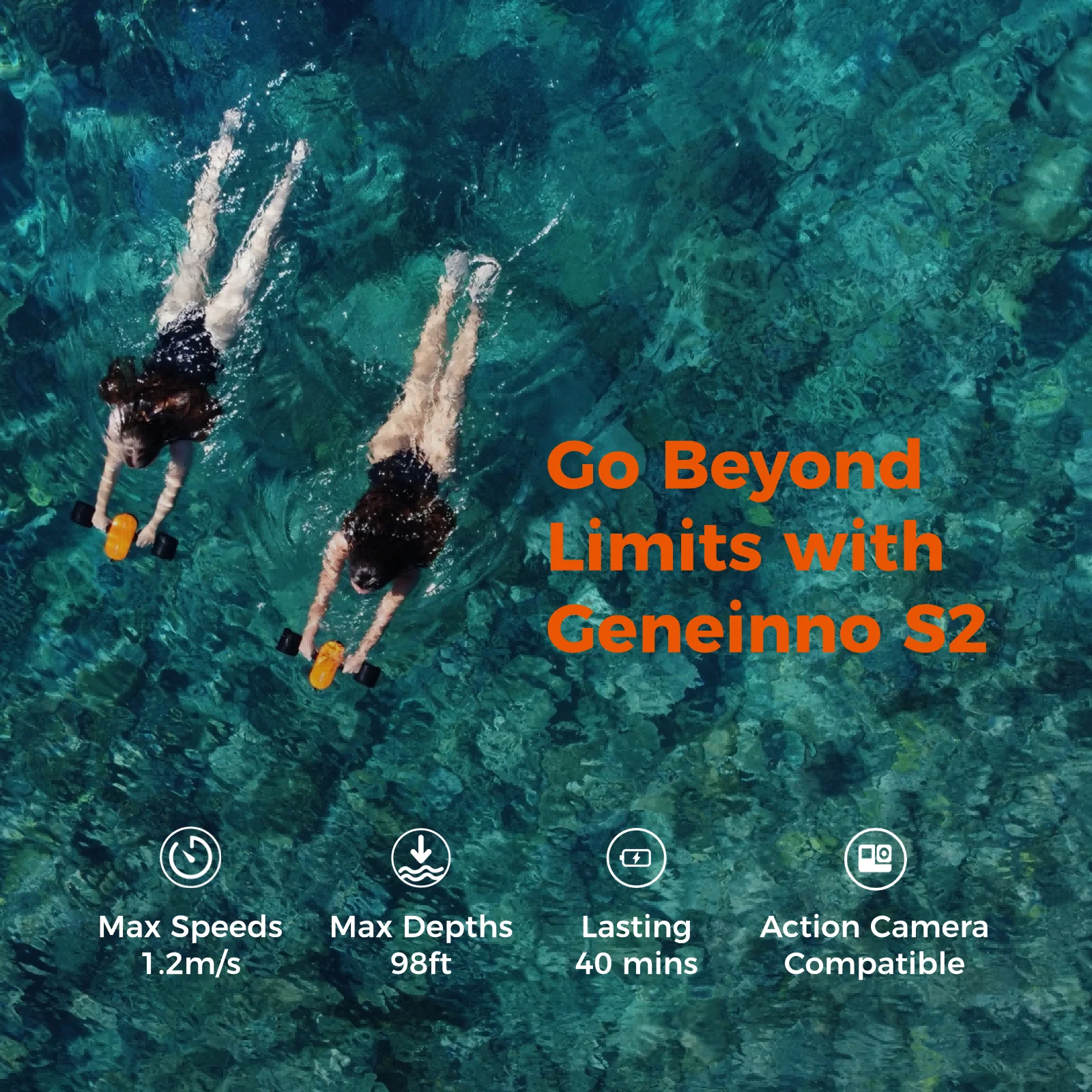 Двухскоростной Электрический подводный скутер Geneinno S2 Водонепроницаемый морской гребной винт оборудование для подводного плавания снаряжение водных видов спорта