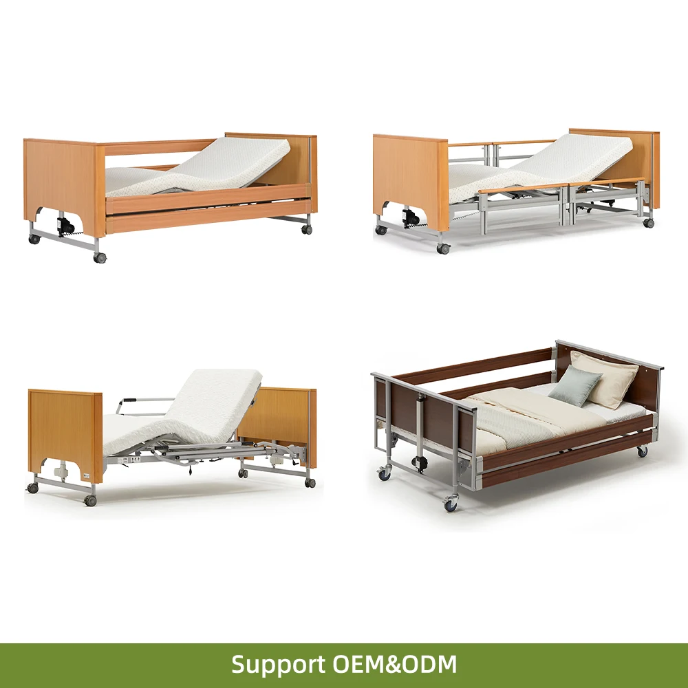 Tecforcare electric hospital bed with potty hole wooden medical bed accessories hill rom nursing bed for elderly care products