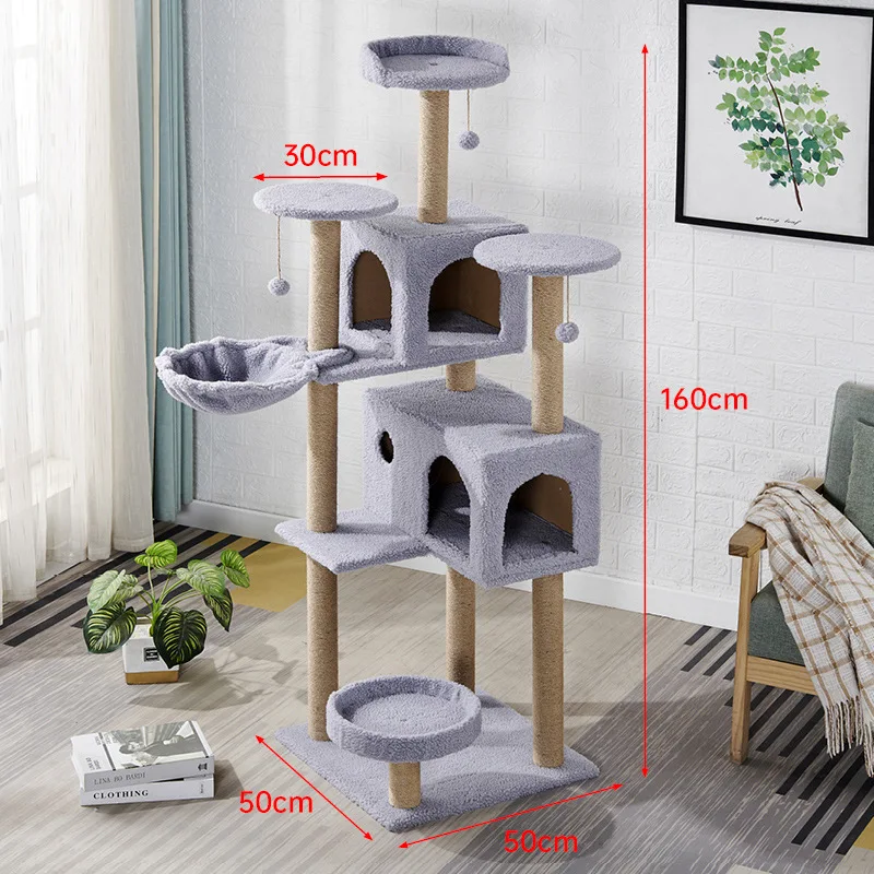 Manufacturer wholesale Custom Luxury Large Cat Tree Tower Cat Scratching Post Climbing Frame Tree  For Kitten Playing Cat Toy