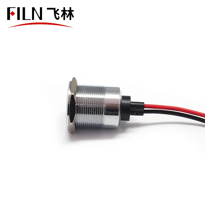 22mm indicator light FILIN 6v 12v 36v 110v yellow green blue white led metal pilot lamp with 10cm wires