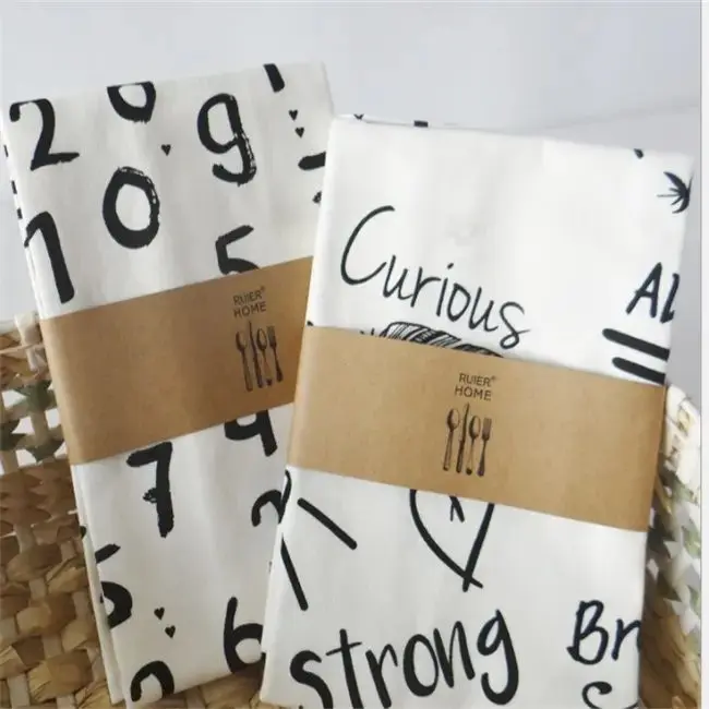Factory Best Selling 100% Cotton Cleaning Kitchen Dish Towel Printed Dish Cloth Tea Towel Dinner Cotton Tea Towel Kitchen