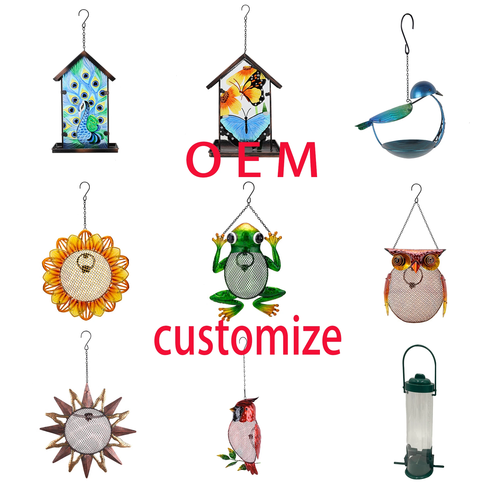 OEM customize metal glass design American European Market bird feeder