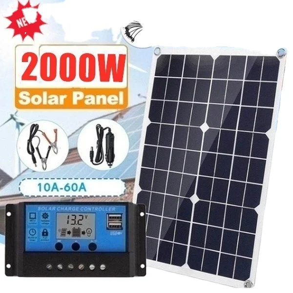 
The Latest Hot Sales Waterproof and Snowproof Polysilicon 2000W 5V/12V Dual Output USB Solar Panel Flexible Monocrystalline Batt 