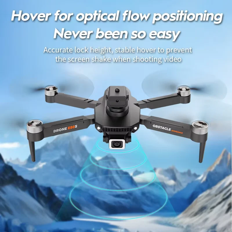 E88S Mini GPS Drone with SD Card Support Adjustable Camera Angle Multi-Point Route Planning for Beginners