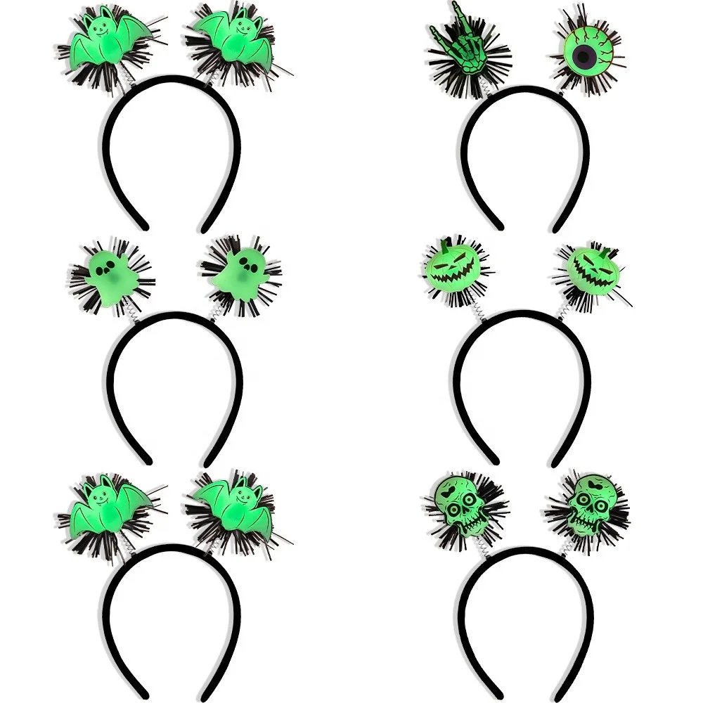 Custom Halloween party supplie Custom promotional  Fluorescent Ghost  glow in the dark headbands Light Up halloween headband