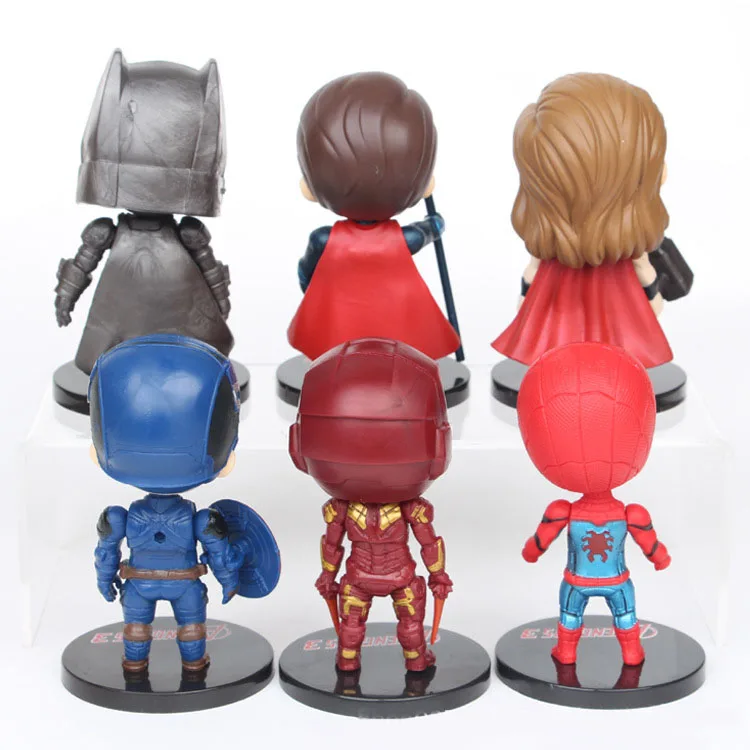 High quality super hero action figure toys Q version super-hero combination hand office model anime toys