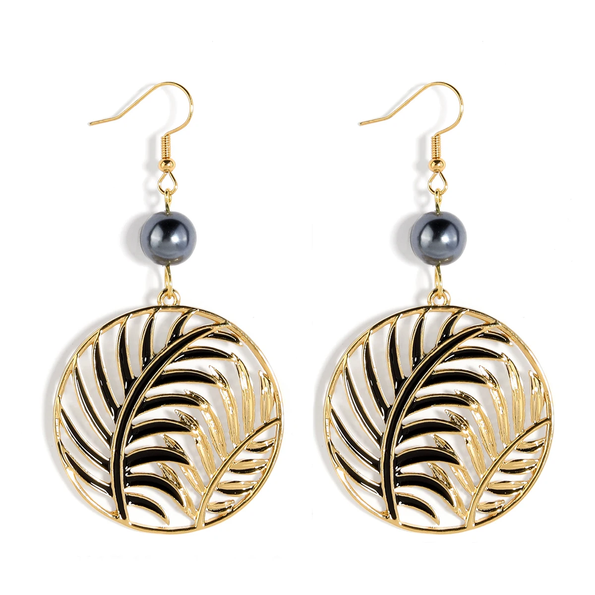 Hot selling 18k gold plating retro leaf round summer jewelry 2023 boho jewelleries earrings women