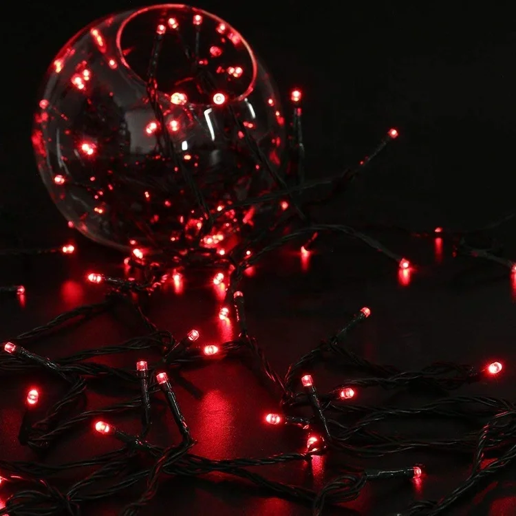 RED Solar String Lights 72ft 200 LED 8 Modes  Waterproof Garlands RED Led String Lights for Garden Patio Paty Christmas