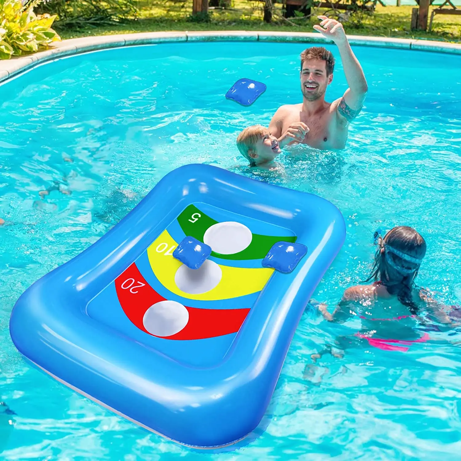 
Pool Toys Bean Bag Toss Games Inflatable Floating Board Set Toss Toys for Kids 