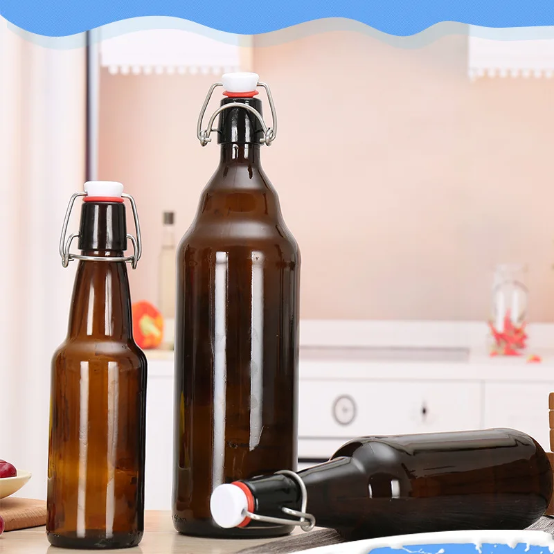 
1 liter 1000ml Brown Swing Top Beer Glass Bottles with Stainless Steel Swing Top Lid 