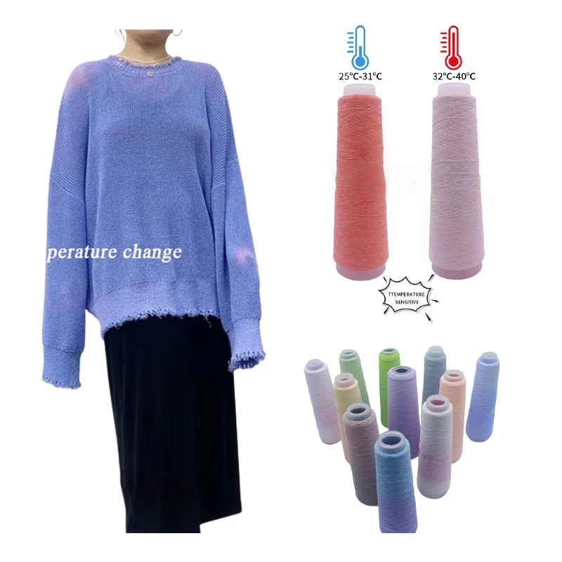 wholesale high temperature yarn high quality yarn changes color from temperature reflective yarn for knitting hat