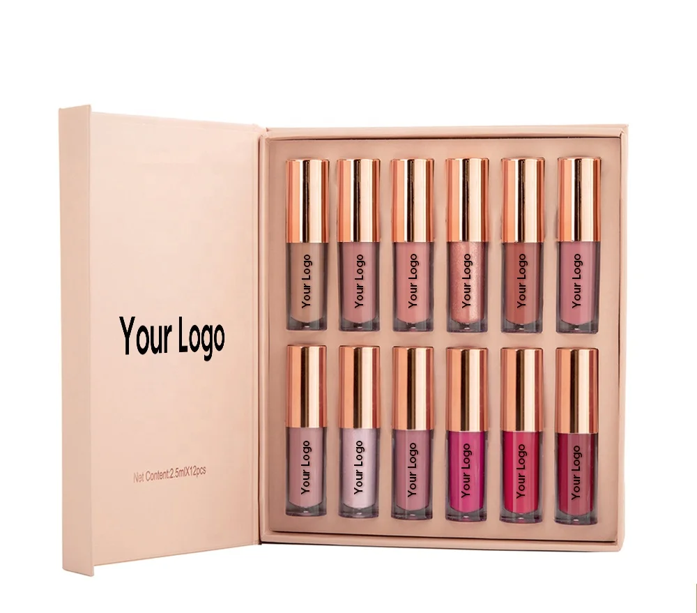 2022 Private Label 12 Colors Matte Lipstick Wholesale Waterproof Oem Makeup Custom Vegan liquid  Lip Gloss