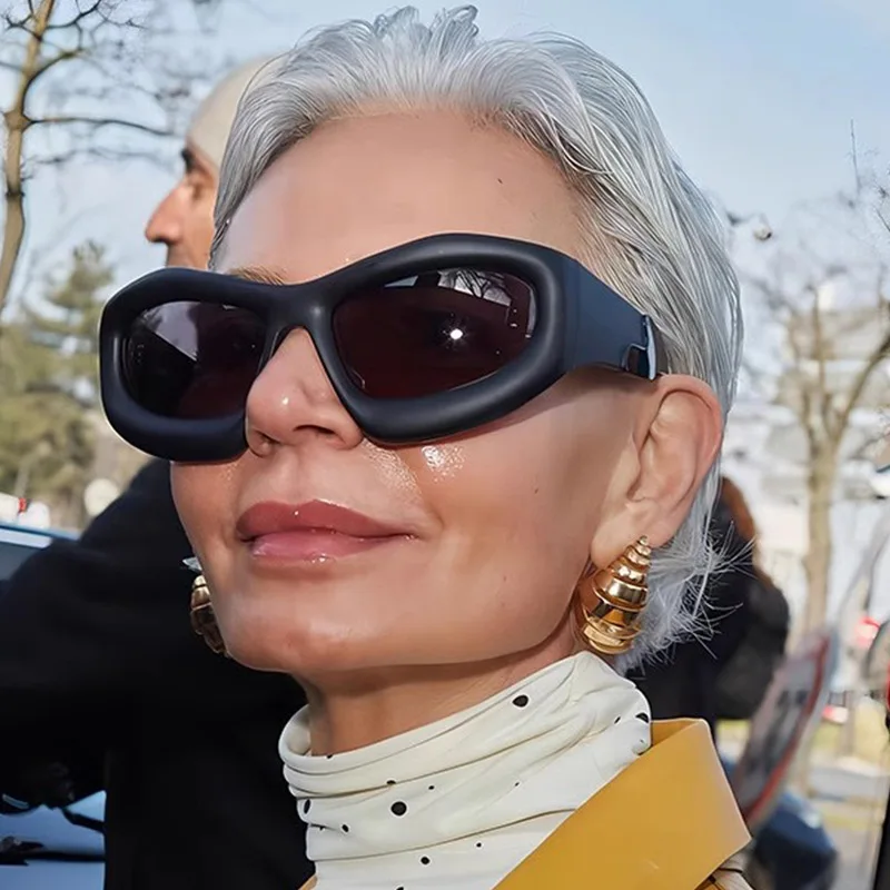 2024 Trendy Men Big Frame Silver Goggles Sun Glasses UV400 Y2K Cat Eye Women Sunglasses men custom luxury designer sunglasses