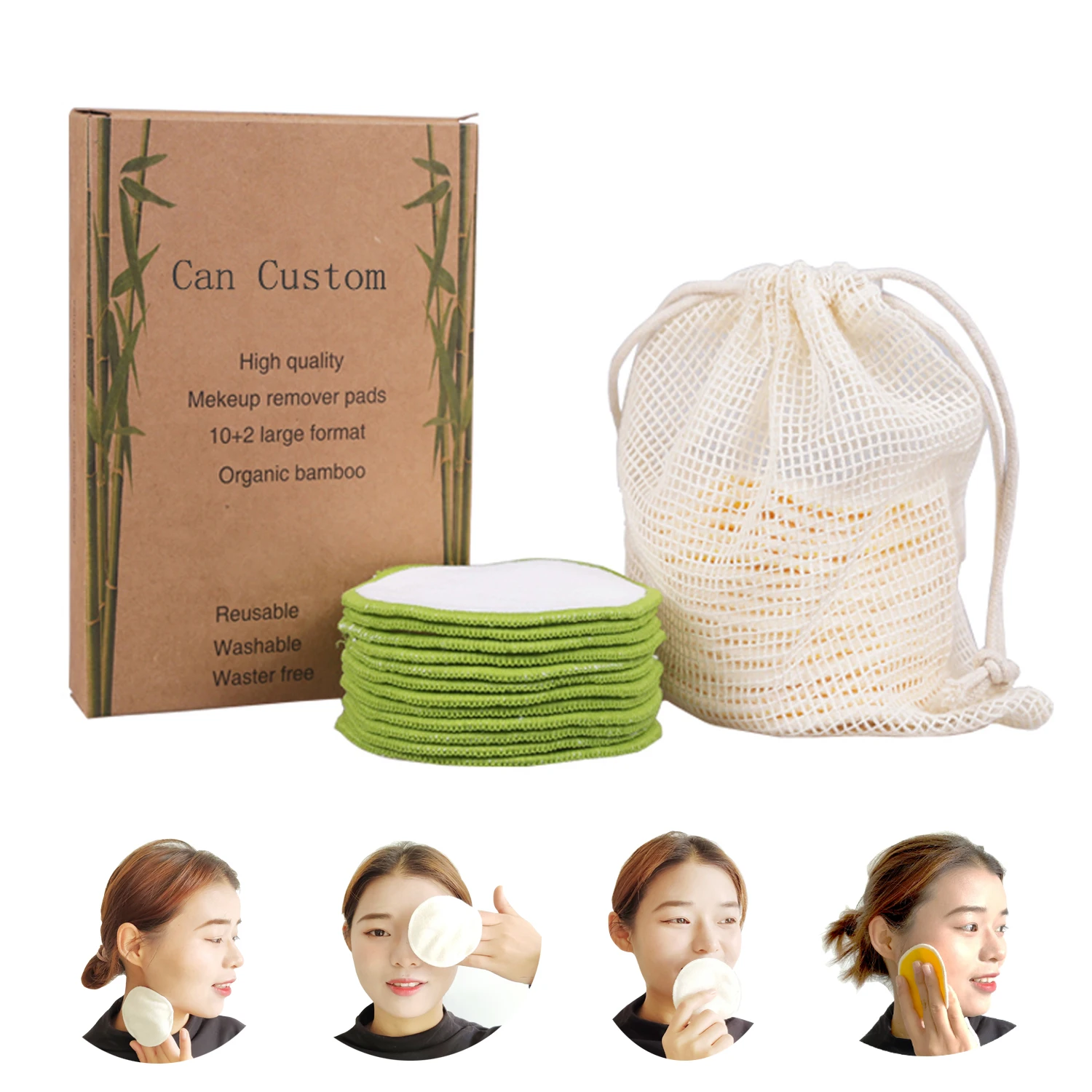 Organic Makeup Brush Cleaner Pad Eco Friendly Colorful Reusable Bamboo Makeup Remover Pads