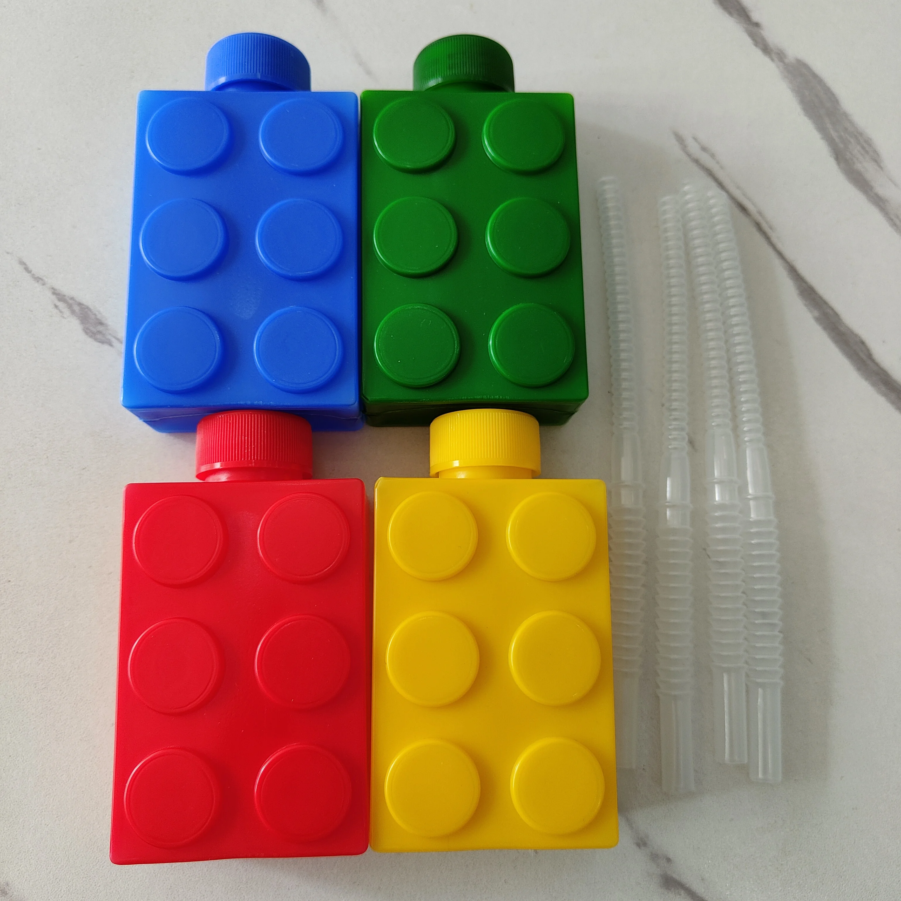 New Hot Sale Block Bottle 2024 Festive Party Straw Cup Reusable Block Cup Suitable for Birthday Party Gifts