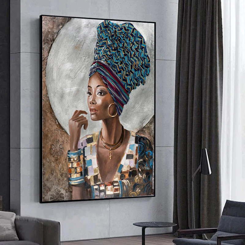 African Graffiti black Indian woman portrait Wall Art Pictures Oil Painting For Home Decor Cuadros Living Room Decoration Canvas