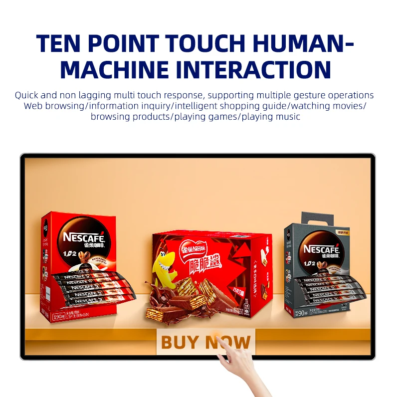 Touch screen 18.5-inch digital signage LCD interactive board 4K display Android touch advertising screen HD monitoring screen