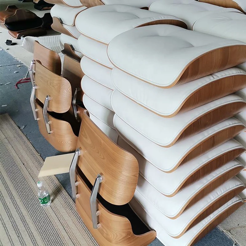 Complete Chair Mid Century Leather Arm Wooden Leisure Armchair Chaise Modern Replica Eam Swivel Lounge Chair With Ottoman