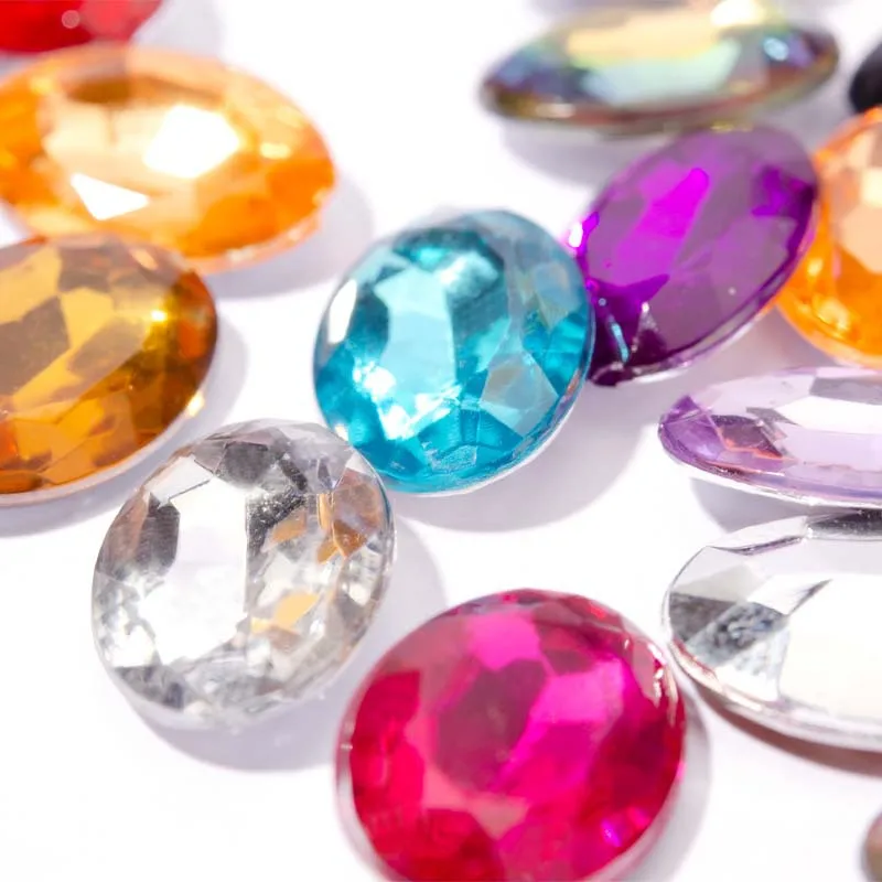 Sharp bottomed oval acrylic egg shaped diamond jewelry, adhesive crystal stone hair accessory patch