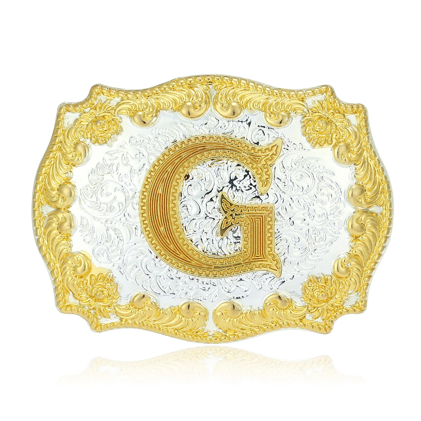 2024 fashion style Western cowboy belt buckle two-tone letter second generation youth fashion belt buckle one piece for belt
