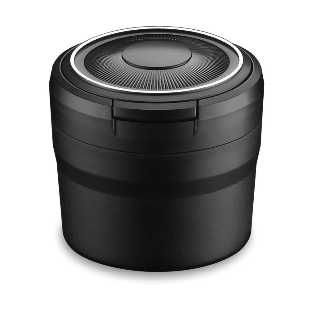 2024 Wholesale New Arrival Mini Automatic Flip Cover Car Ashtray Creative Double Smoking Holes Ashtray With LED Light