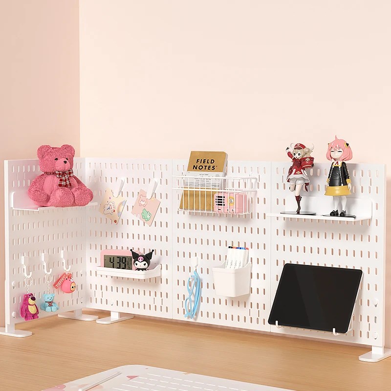 Single-Tier Foldable PP Plastic Desktop Organizer No-Hole Punching Wall Shelves for Food Toys Storage Stand-Type Installation