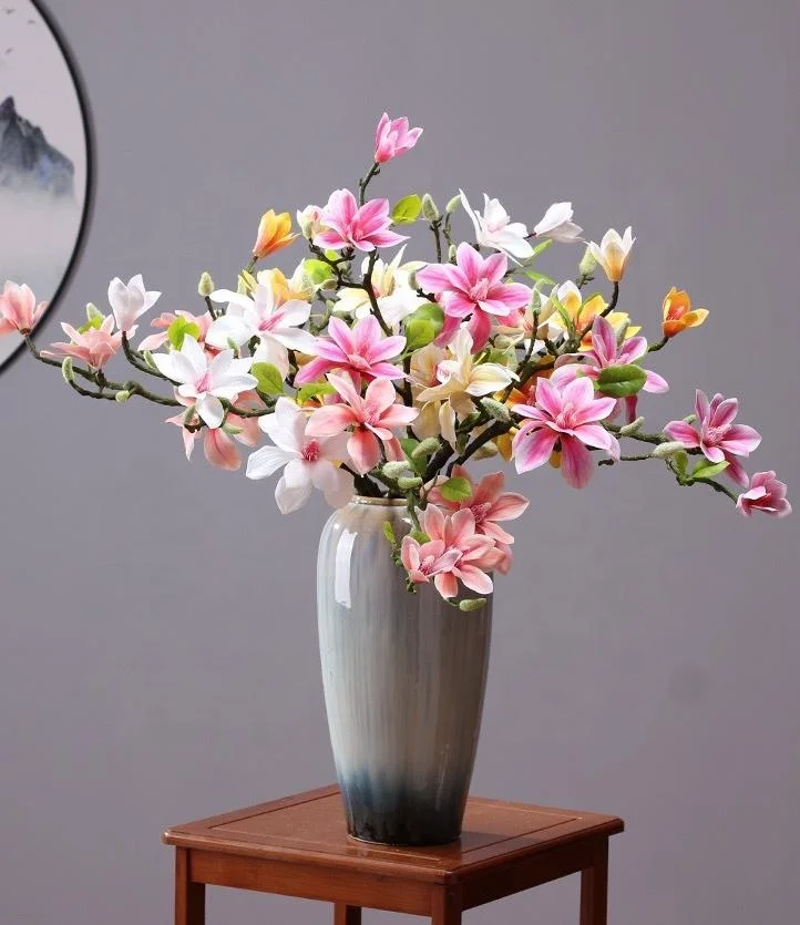 High Quality Silk Flower Orchids Artificial Magnolia Flowers For Indoor Decoration
