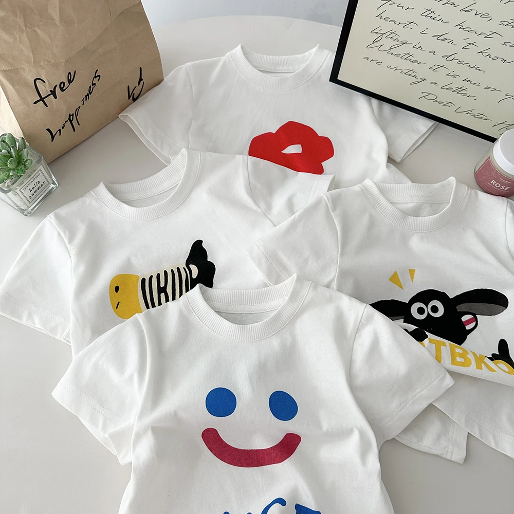 Purorigin  hot selling 2024 baby clothes cheap cotton t shirt short-sleeved  tshirts wholesale for girls 2-7 years